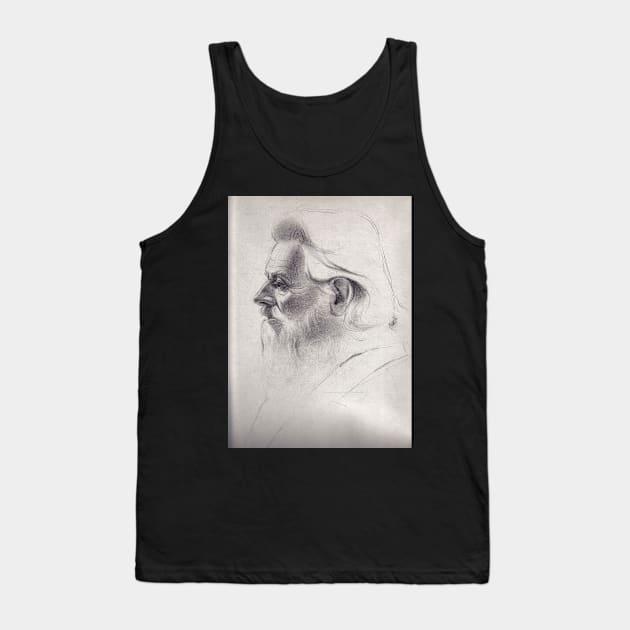 "The old man thinks" - original pencil drawing on paper Tank Top by tranquilwaters